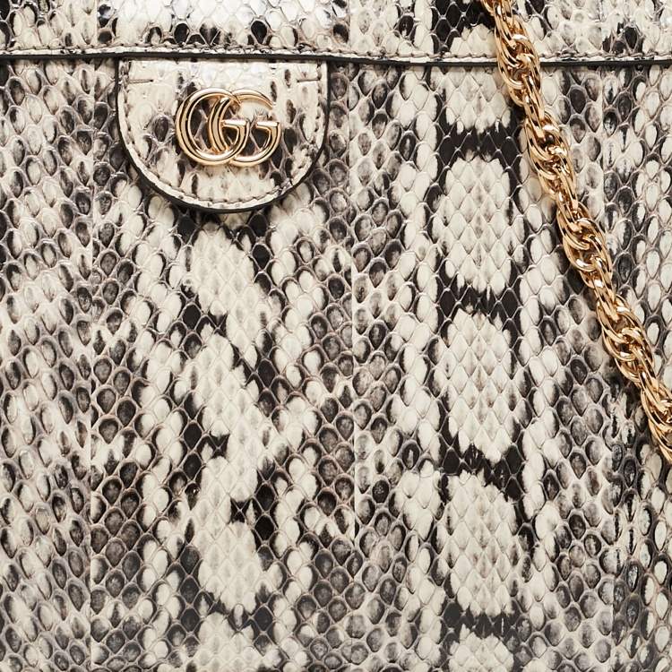 Pre Owned Gucci Black/White Watersnake Leather Small GG Ophidia Shoulder Bag