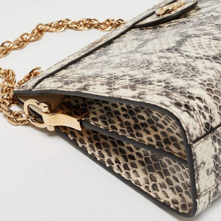 Pre Owned Gucci Black/White Watersnake Leather Small GG Ophidia Shoulder Bag