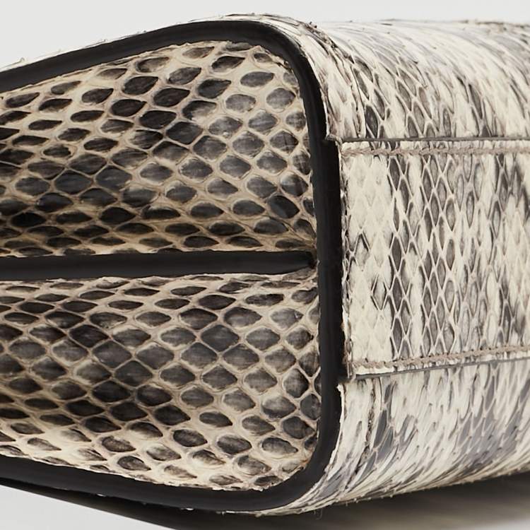 Pre Owned Gucci Black/White Watersnake Leather Small GG Ophidia Shoulder Bag