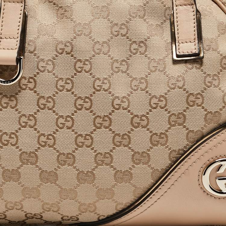 Pre Owned Gucci Beige GG Canvas and Leather New Britt Satchel