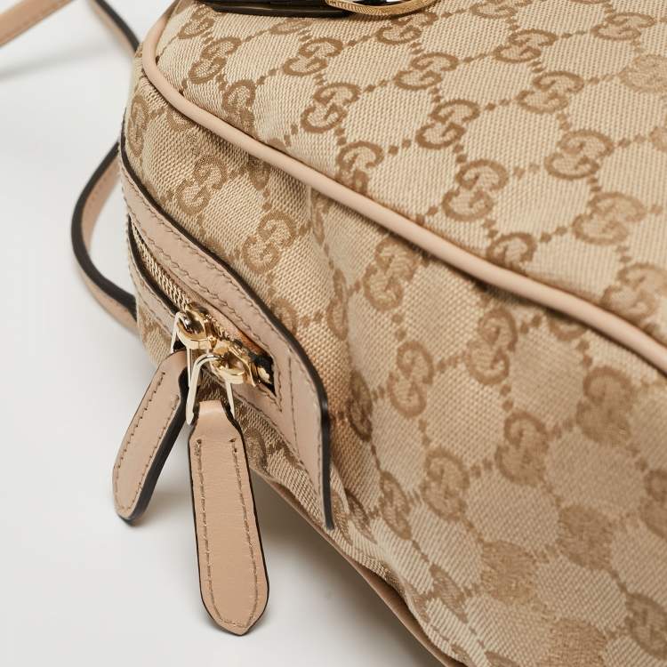 Pre Owned Gucci Beige GG Canvas and Leather New Britt Satchel