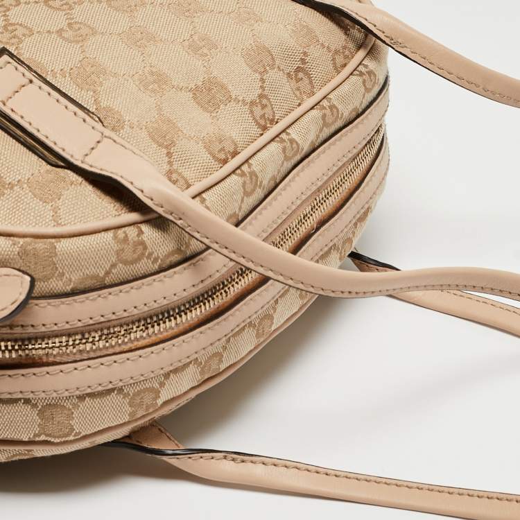 Pre Owned Gucci Beige GG Canvas and Leather New Britt Satchel