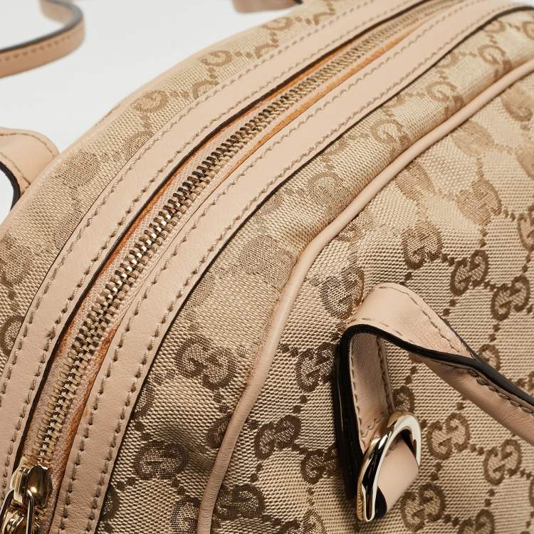 Pre Owned Gucci Beige GG Canvas and Leather New Britt Satchel