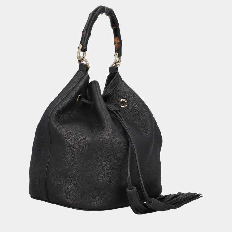 Gucci black discount leather bucket bag