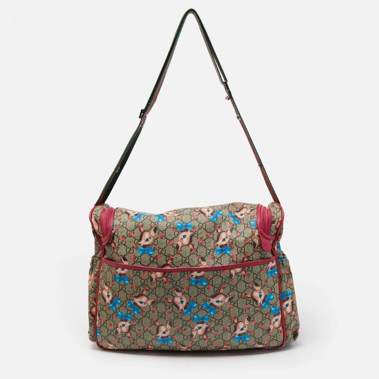 Pre Owned Gucci Beige/Ebony Fawn Print GG Canvas Original Baby Changing Bag