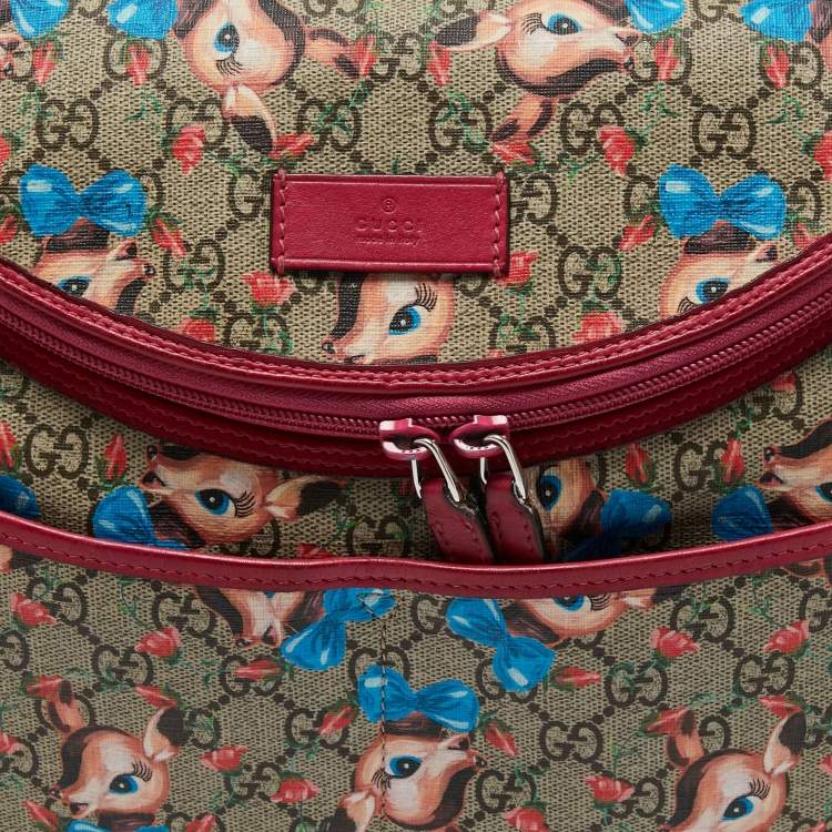 Pre Owned Gucci Beige/Ebony Fawn Print GG Canvas Original Baby Changing Bag