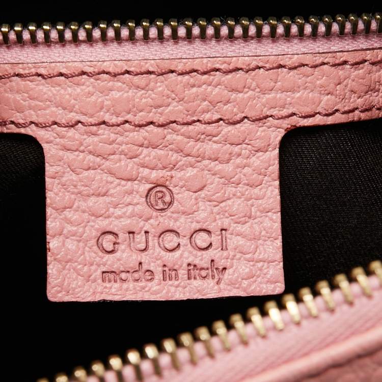 Pre Owned Gucci Pink Leather Anita Bamboo Hobo