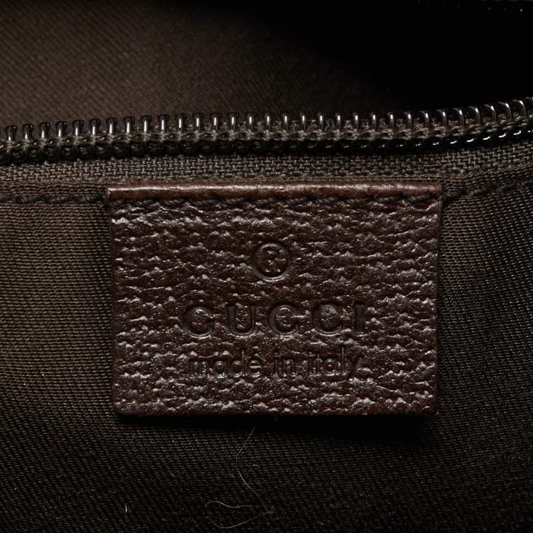 Pre Owned Gucci Beige/Brown GG Canvas and Leather Zip Hobo