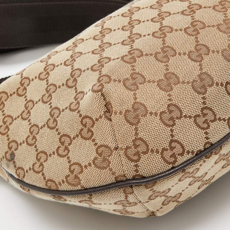 Pre Owned Gucci Beige/Brown GG Canvas and Leather Zip Hobo