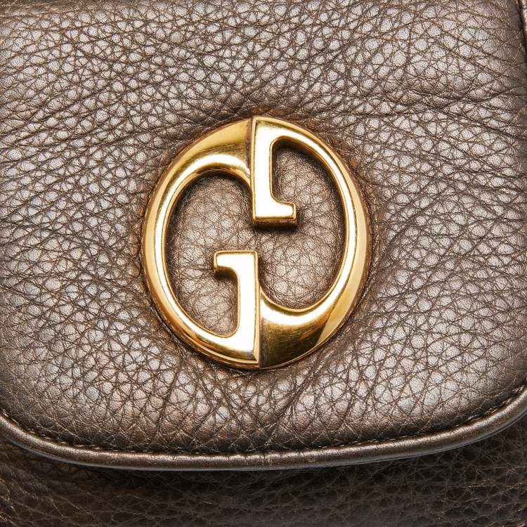 Pre Owned Gucci Dark Green Leather Small 1973 Chain Crossbody Bag