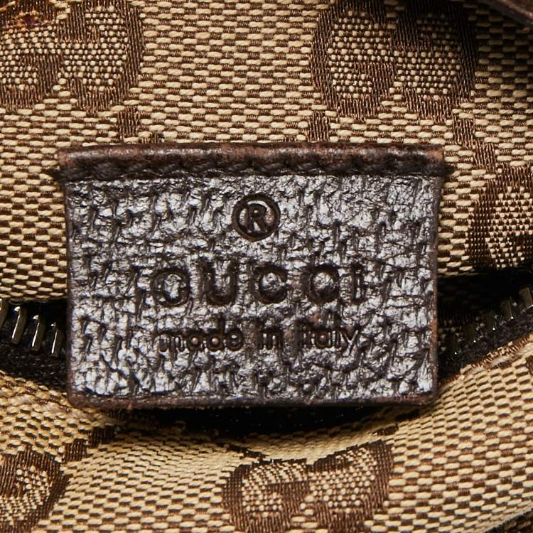 Pre Owned Gucci Brown/Beige GG Canvas and Leather Web Belt Bag