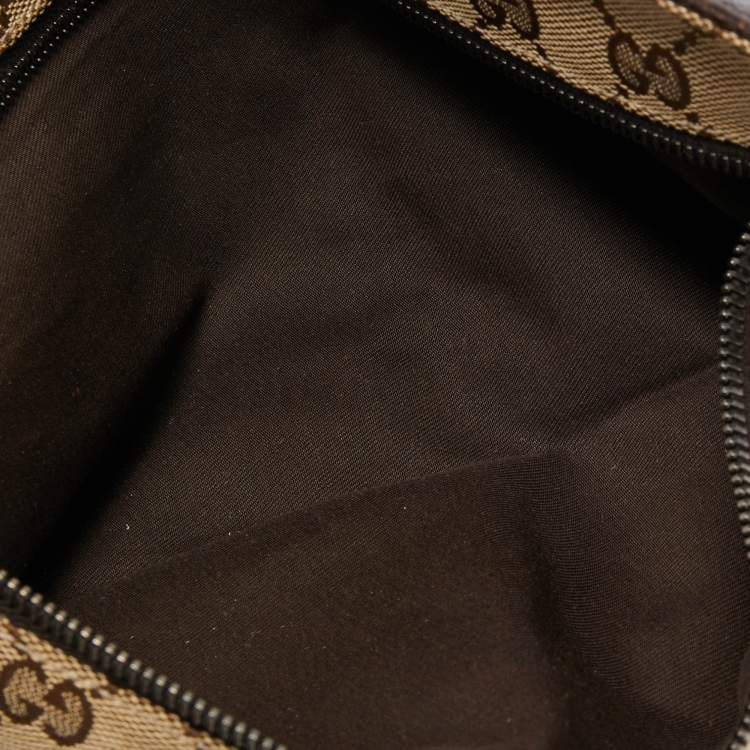 Pre Owned Gucci Brown/Beige GG Canvas and Leather Web Belt Bag