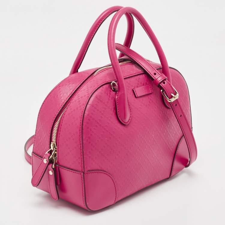 مملوكة مسبقًا Gucci Fuchsia Diamante Leather Dome Satchel