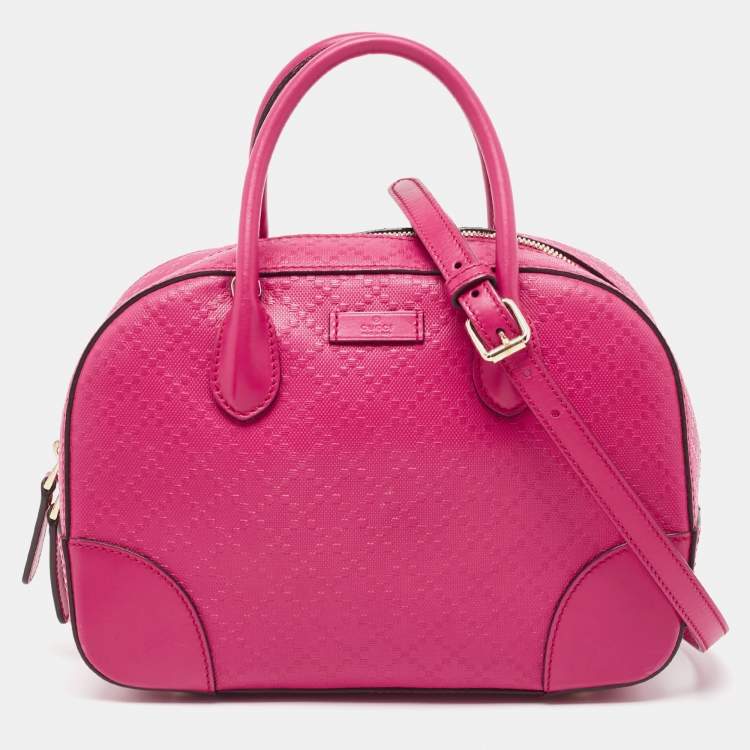 مملوكة مسبقًا Gucci Fuchsia Diamante Leather Dome Satchel