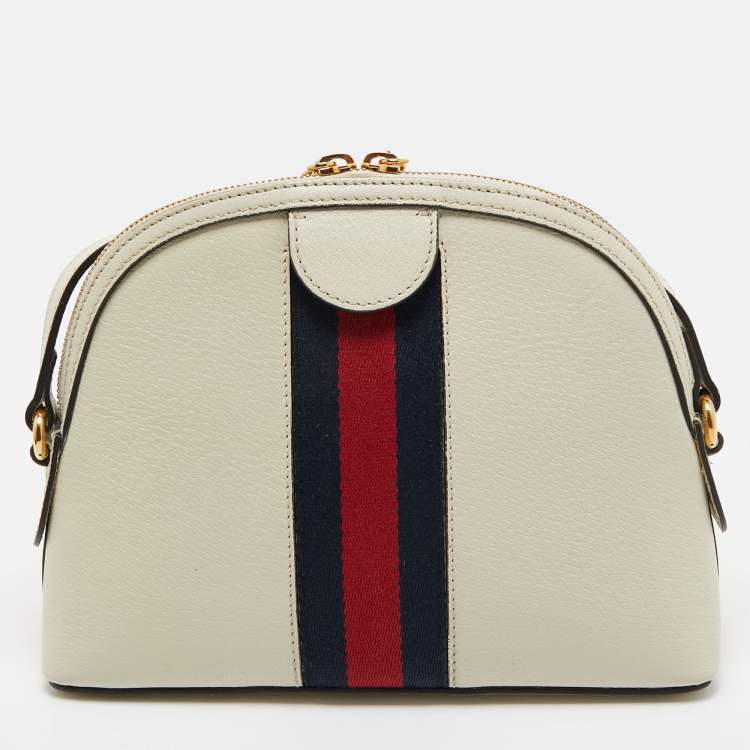 Pre Owned Gucci Off White Leather Small Ophidia Shoulder Bag