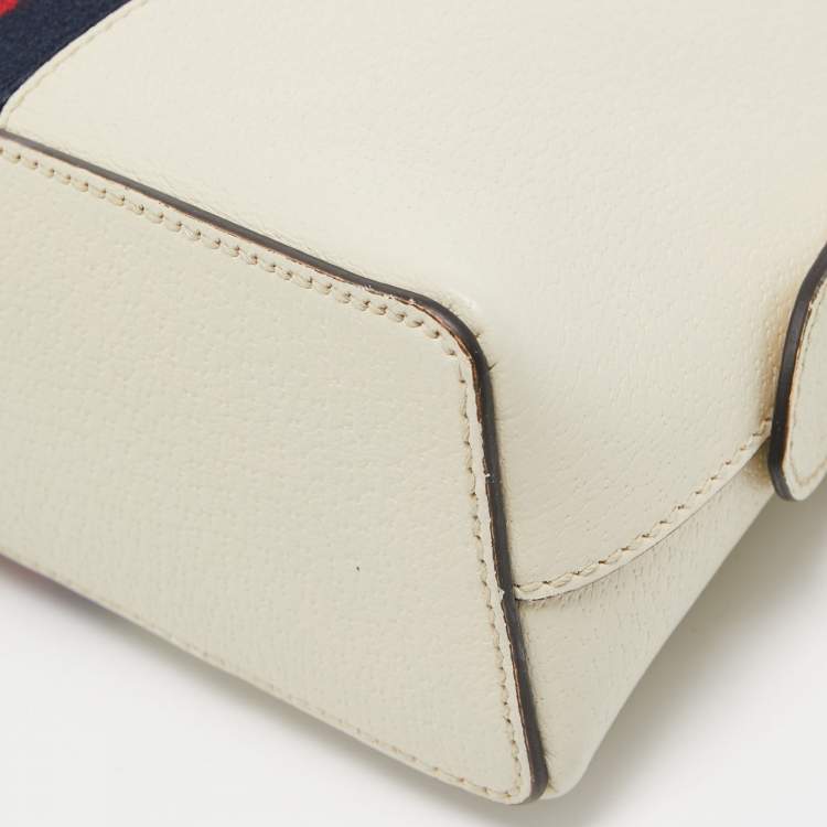 Pre Owned Gucci Off White Leather Small Ophidia Shoulder Bag