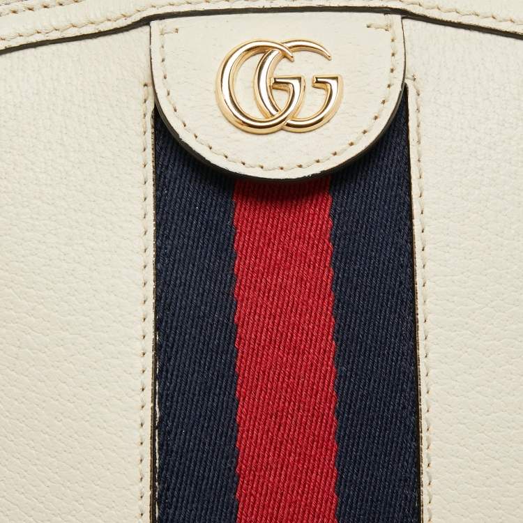 Pre Owned Gucci Off White Leather Small Ophidia Shoulder Bag