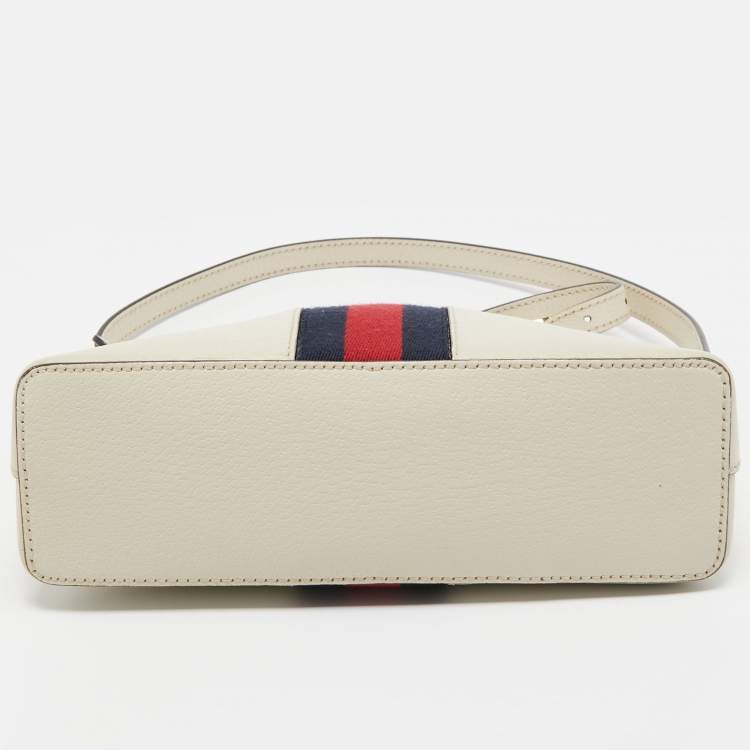 Pre Owned Gucci Off White Leather Small Ophidia Shoulder Bag