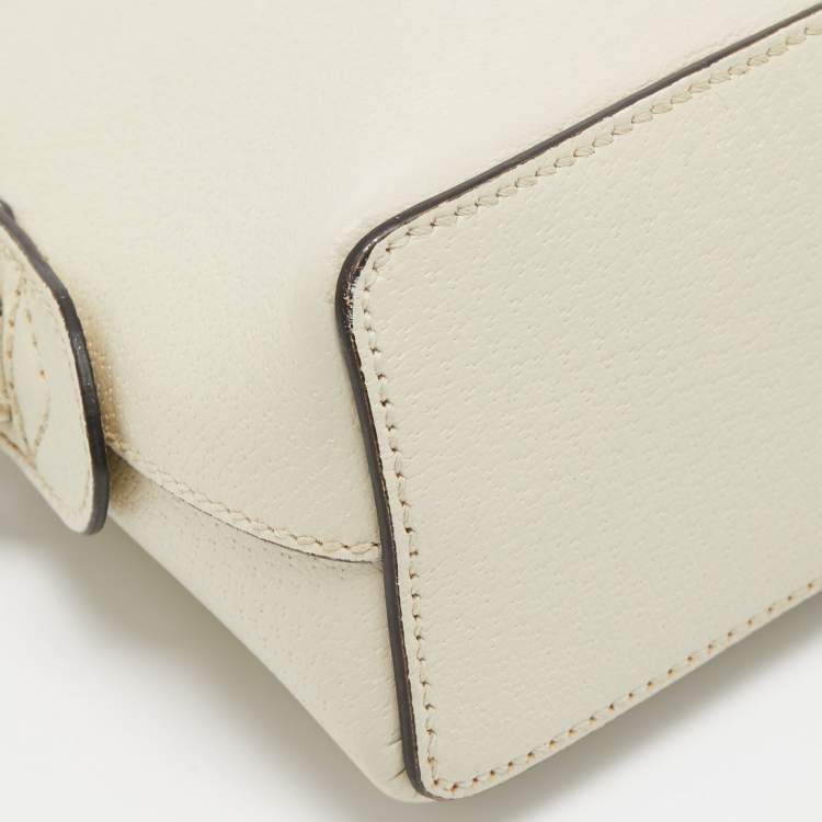 Pre Owned Gucci Off White Leather Small Ophidia Shoulder Bag