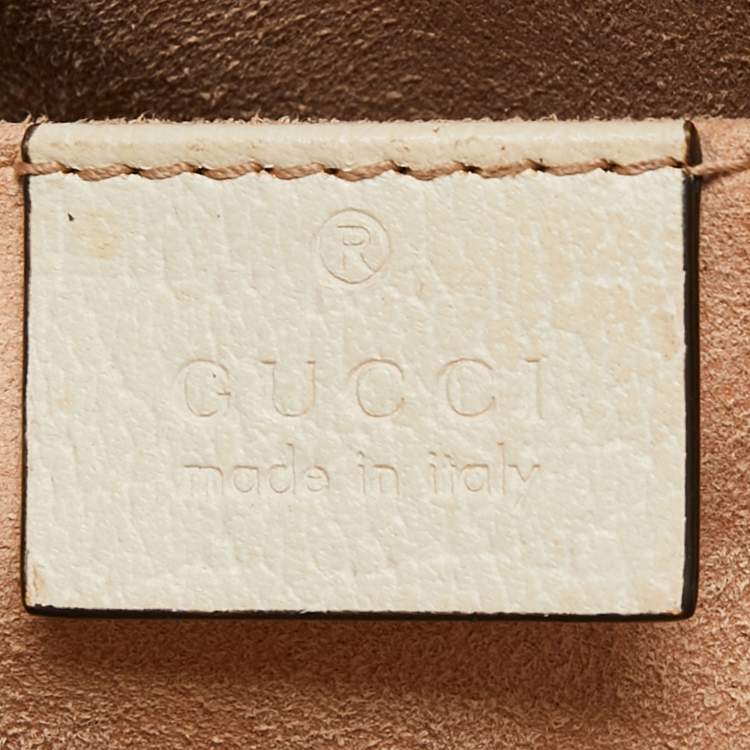Pre Owned Gucci Off White Leather Small Ophidia Shoulder Bag
