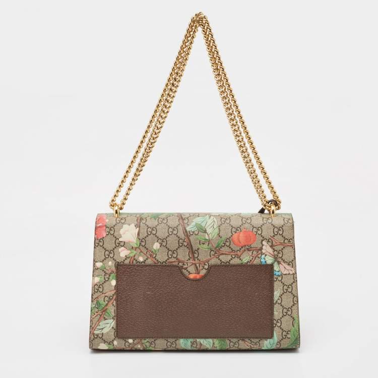 Pre Owned Gucci Multicolor Tian Print GG Supreme Canvas Medium Padlock Shoulder Bag