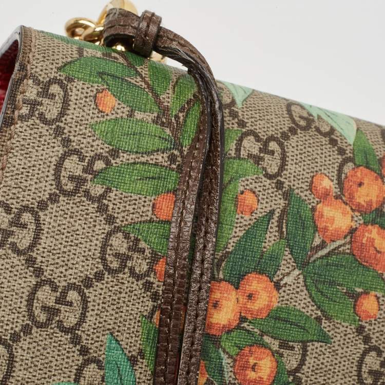 Pre Owned Gucci Multicolor Tian Print GG Supreme Canvas Medium Padlock Shoulder Bag