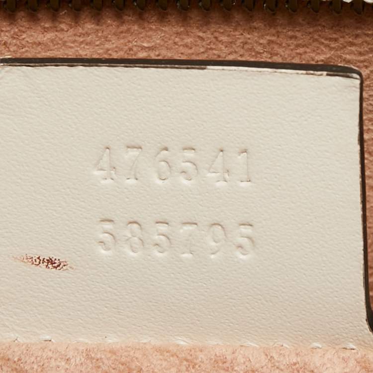 Pre Owned Gucci Red/Off White Leather Small Queen Margaret Top Handle Bag