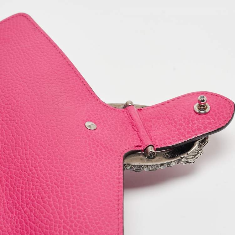 Pre Owned Gucci Pink Leather Small Dionysus Crystals Shoulder Bag