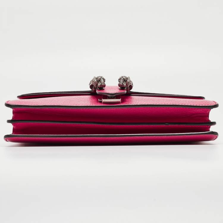 Pre Owned Gucci Pink Leather Small Dionysus Crystals Shoulder Bag