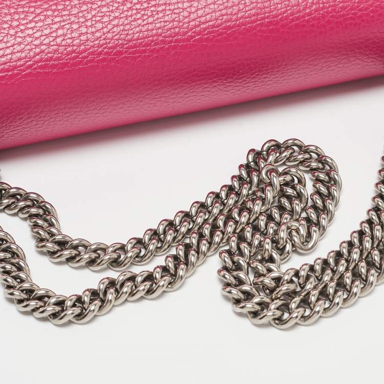 Pre Owned Gucci Pink Leather Small Dionysus Crystals Shoulder Bag