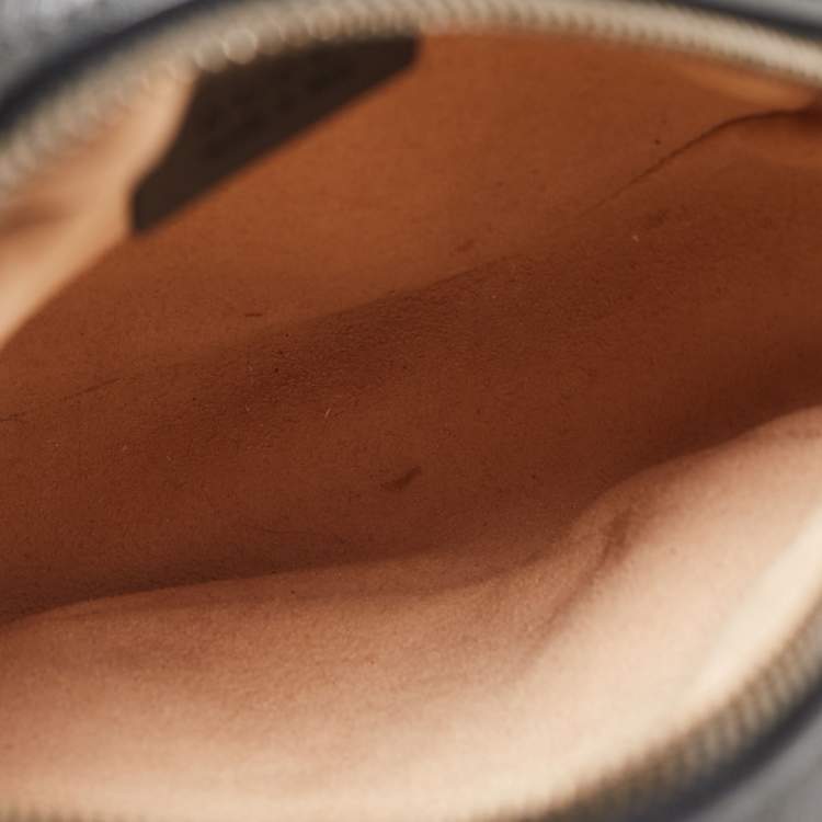 Pre Owned Gucci Black Matelassé Leather Mini GG Marmont Round Crossbody Bag