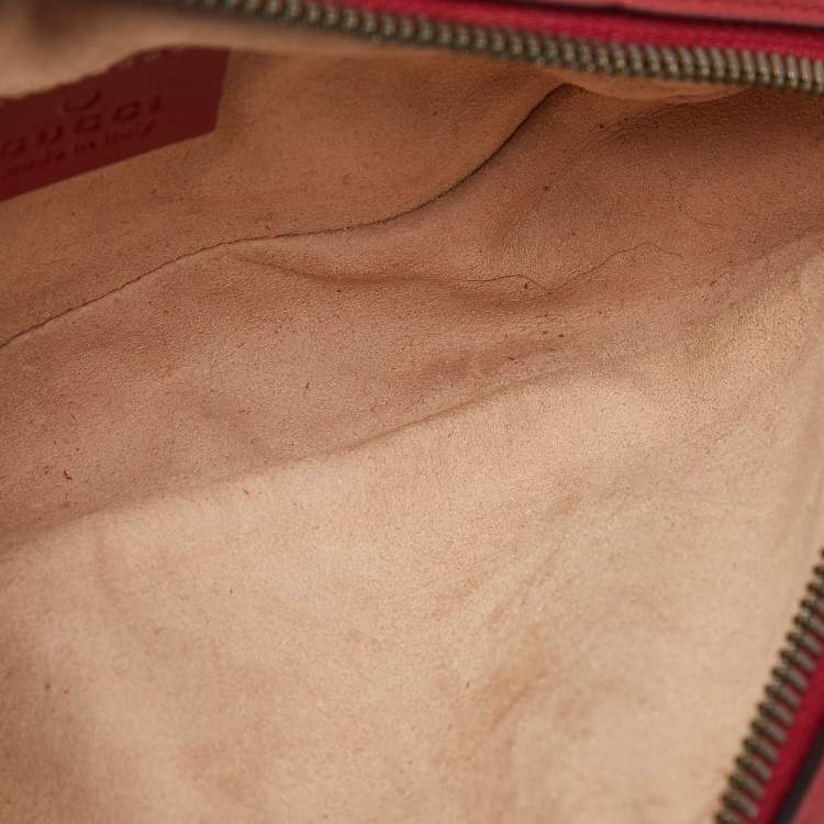 Pre Owned Gucci Red Matelassé Leather GG Marmont Belt Bag