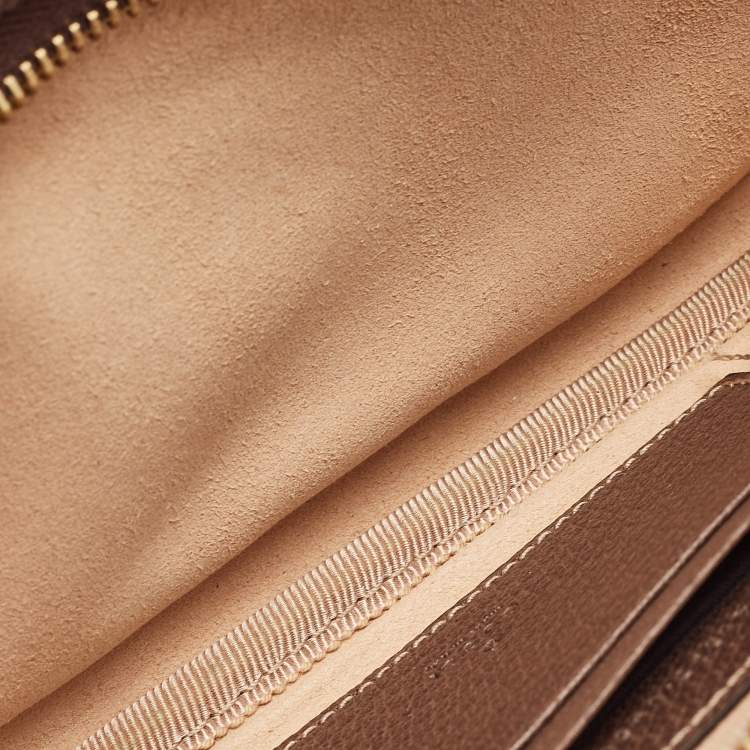 Pre Owned Gucci Beige/Brown GG Supreme Canvas and Leather Ophidia Crossbody Bag
