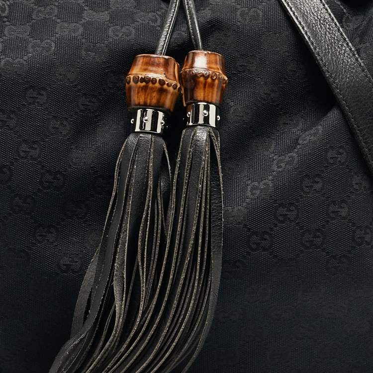 Pre Owned Gucci Black GG Canvas and Leather Large Babouska Indy Hobo