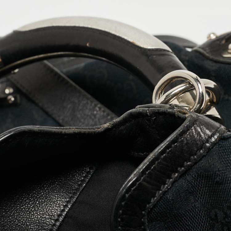 Pre Owned Gucci Black GG Canvas and Leather Large Babouska Indy Hobo