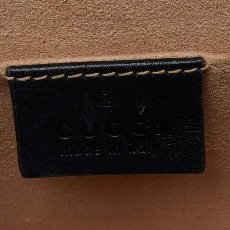 Pre Owned Gucci Black GG Velvet and Patent Leather Sylvie Top Handle Bag