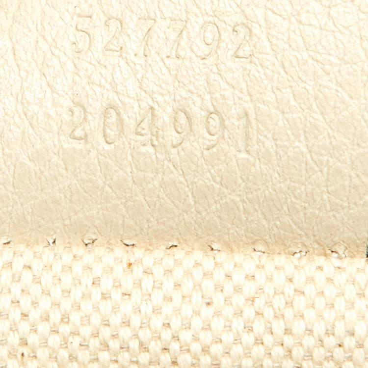 Pre Owned Gucci Cream Leather Logo Web Belt Bag