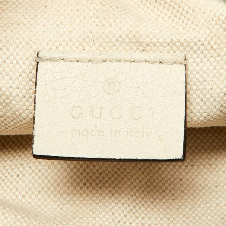 Pre Owned Gucci Cream Leather Logo Web Belt Bag