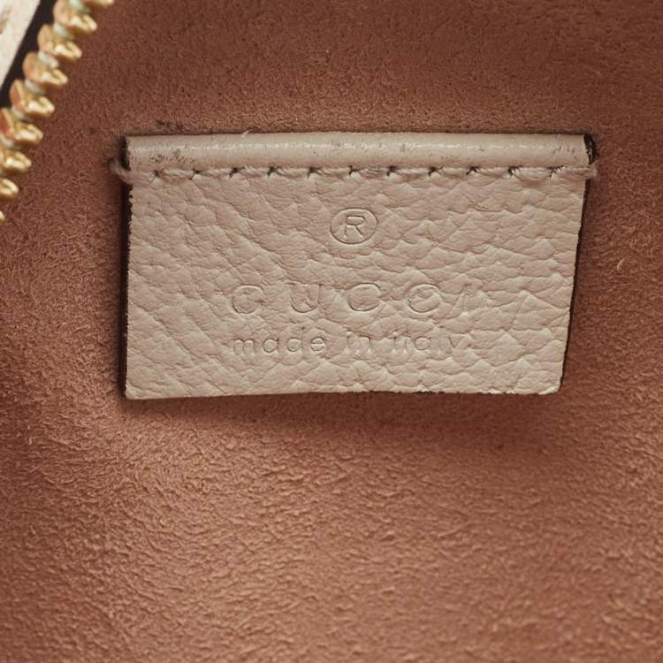 Pre Owned Gucci Off White Leather Mini Ophidia Round Shoulder Bag