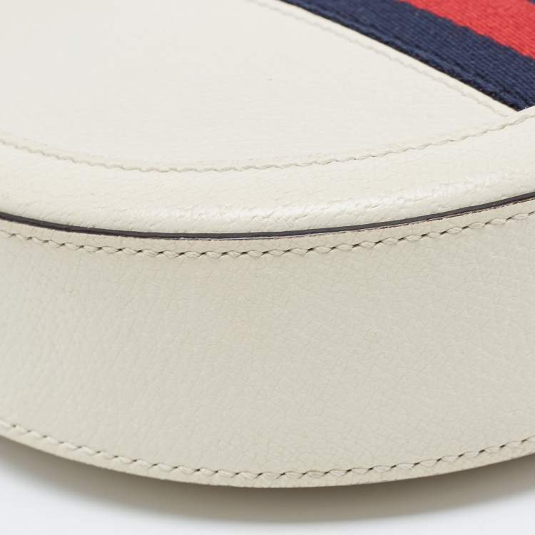 Pre Owned Gucci Off White Leather Mini Ophidia Round Shoulder Bag