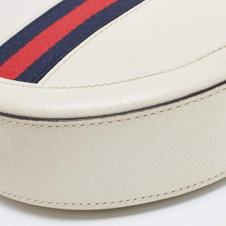 Pre Owned Gucci Off White Leather Mini Ophidia Round Shoulder Bag