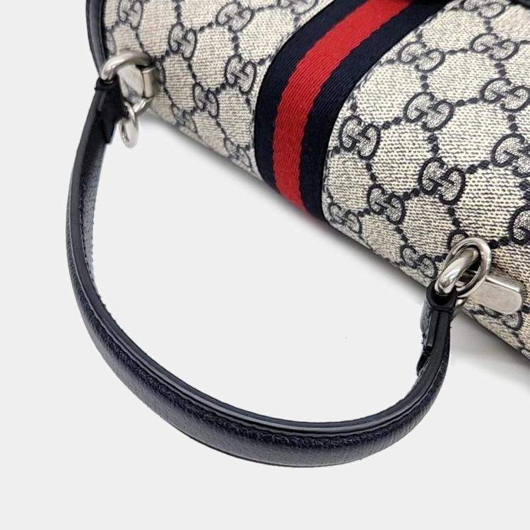Pre Owned Gucci Ophidia PVC Navy Blue Top Handle Bag