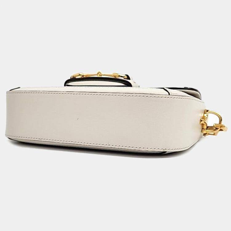 Pre Owned Gucci Beige/Ivory GG Canvas and Leather Horsebit 1955 Mini Bag