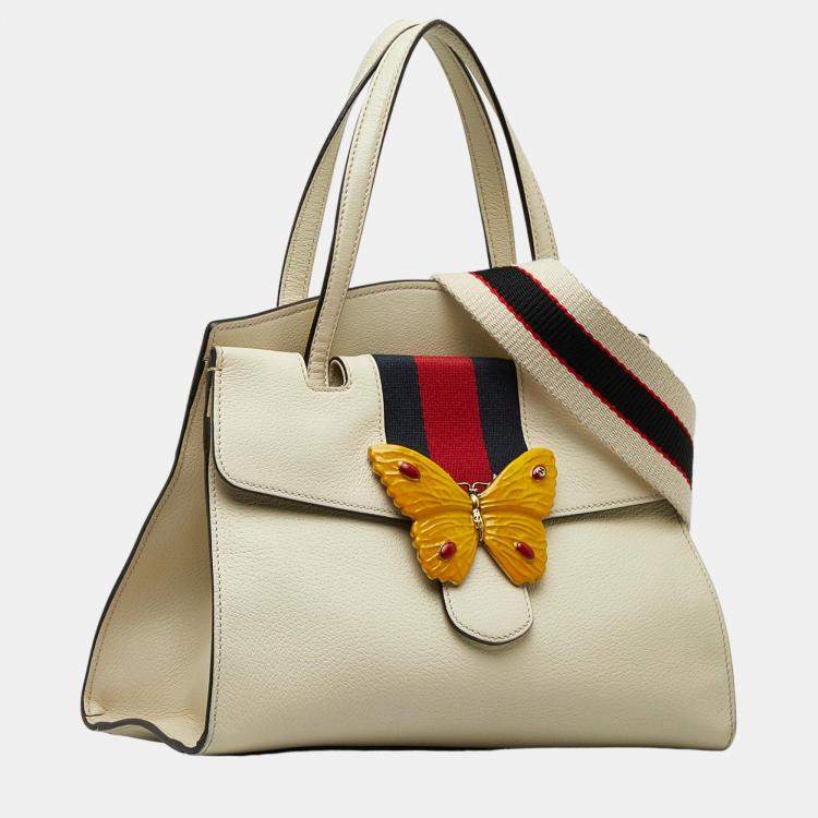 White gucci cheap bag with butterfly