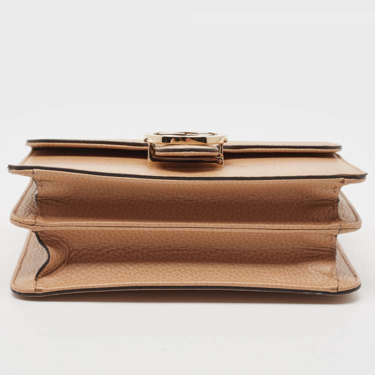 Pre Owned Gucci Beige Leather Small Dollar Interlocking G Crossbody Bag