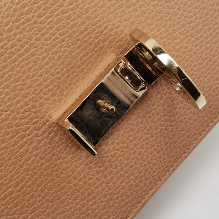 Pre Owned Gucci Beige Leather Small Dollar Interlocking G Crossbody Bag