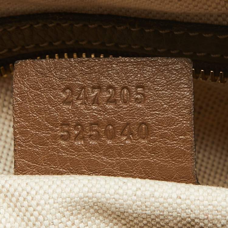 Pre Owned Gucci Dark Beige/White Floral Print Canvas and Leather Medium Boston Bag
