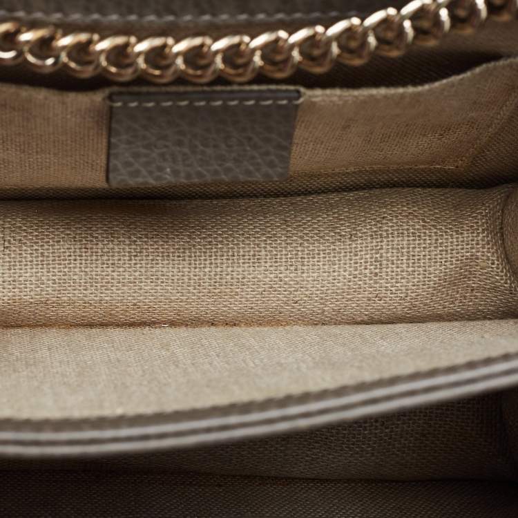 Pre Owned Gucci Grey Leather Small Interlocking G Shoulder Bag
