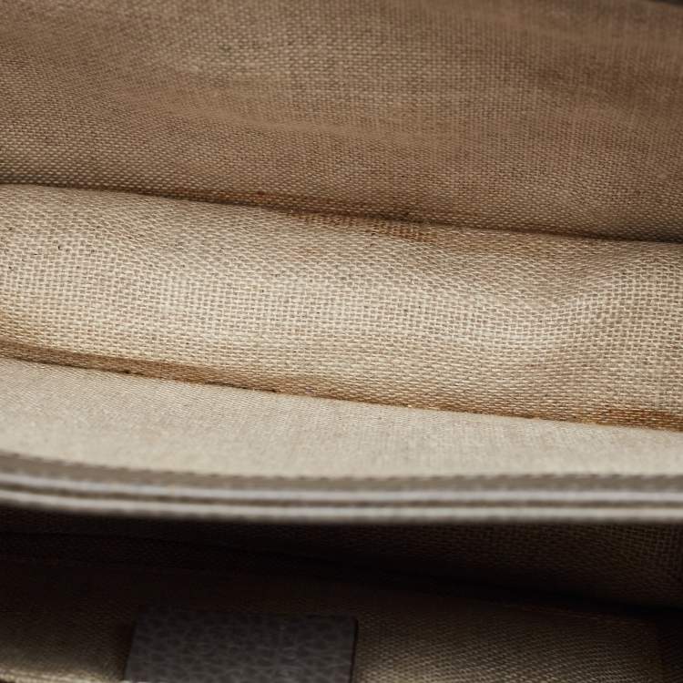 Pre Owned Gucci Grey Leather Small Interlocking G Shoulder Bag