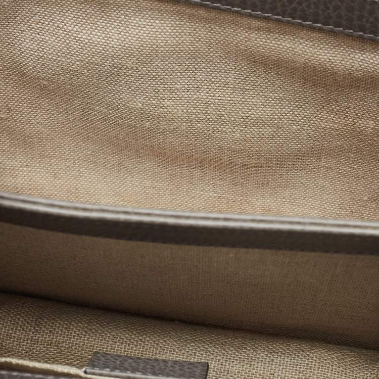 Pre Owned Gucci Grey Leather Small Interlocking G Shoulder Bag